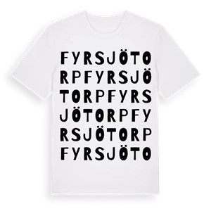 Fyrsjötorp ordlek t-shirt – ekologisk bomull t-shirt från Pinshirt