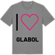 Mid Heather Gray t-shirt med Jag älskar Glabol t-shirt stort tryck
