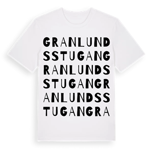 Granlundsstugan ordlek t-shirt – ekologisk bomull t-shirt från Pinshirt