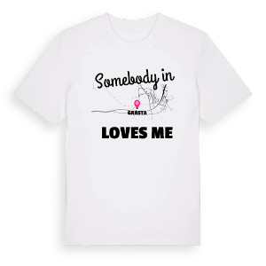 Någon i Gråsta älskar mig t-shirt – ekologisk bomull t-shirt från Pinshirt