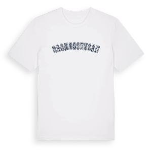 Gromosstugan college t-shirt – ekologisk bomull t-shirt från Pinshirt