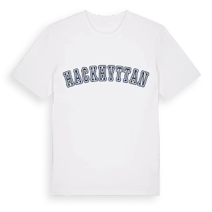 Hackhyttan college t-shirt – ekologisk bomull t-shirt från Pinshirt