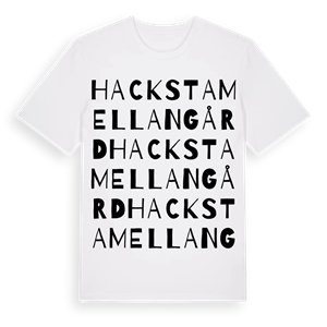 Hacksta Mellangård ordlek t-shirt – ekologisk bomull t-shirt från Pinshirt
