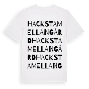 Hacksta Mellangård ordlek t-shirt – ekologisk bomull t-shirt från Pinshirt
