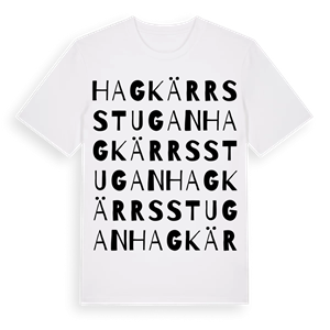 Hagkärrsstugan ordlek t-shirt – ekologisk bomull t-shirt från Pinshirt