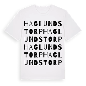 Haglundstorp ordlek t-shirt – ekologisk bomull t-shirt från Pinshirt