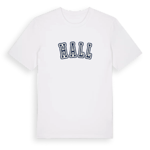 Hall college t-shirt – ekologisk bomull t-shirt från Pinshirt