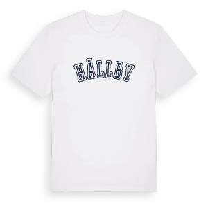 Hällby college t-shirt – ekologisk bomull t-shirt från Pinshirt