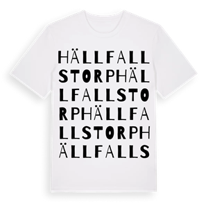 Hällfallstorp ordlek t-shirt – ekologisk bomull t-shirt från Pinshirt