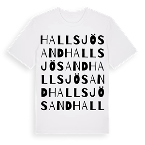 Hallsjösand ordlek t-shirt – ekologisk bomull t-shirt från Pinshirt