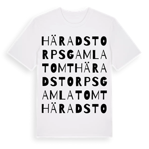Häradstorps gamla tomt ordlek t-shirt – ekologisk bomull t-shirt från Pinshirt