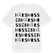 White t-shirt med Härsmossen ordlek t-shirt