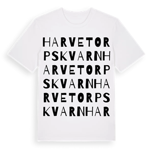 Harvetorps kvarn ordlek t-shirt – ekologisk bomull t-shirt från Pinshirt
