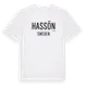 White t-shirt med Hassön i Sverige t-shirt