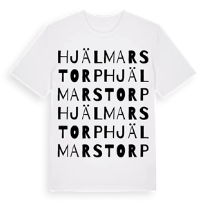 Hjälmarstorp ordlek t-shirt – ekologisk bomull t-shirt från Pinshirt