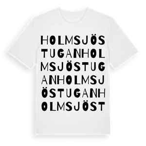Holmsjöstugan ordlek t-shirt – ekologisk bomull t-shirt från Pinshirt