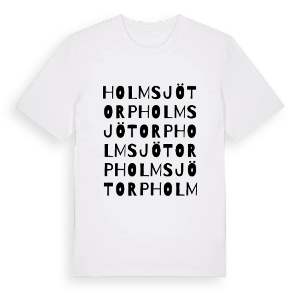 Holmsjötorp ordlek t-shirt – ekologisk bomull t-shirt från Pinshirt