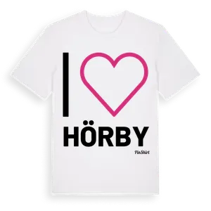 Jag älskar Hörby t-shirt stort tryck – ekologisk bomull t-shirt från Pinshirt