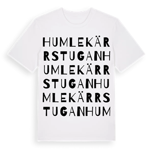Humlekärrstugan ordlek t-shirt – ekologisk bomull t-shirt från Pinshirt