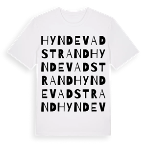Hyndevadstrand ordlek t-shirt – ekologisk bomull t-shirt från Pinshirt