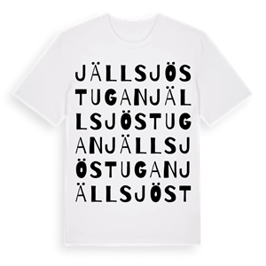 Jällsjöstugan ordlek t-shirt – ekologisk bomull t-shirt från Pinshirt