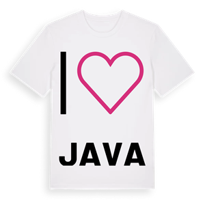 Jag älskar Java t-shirt stort tryck – ekologisk bomull t-shirt från Pinshirt