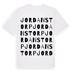 Jordanstorp ordlek t-shirt – ekologisk bomull t-shirt från Pinshirt