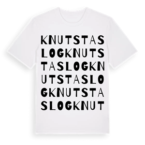 Knutstaslog ordlek t-shirt – ekologisk bomull t-shirt från Pinshirt