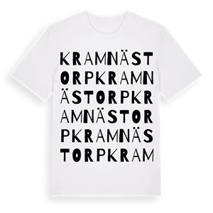 Kramnästorp ordlek t-shirt – ekologisk bomull t-shirt från Pinshirt