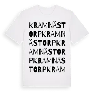 Kramnästorp ordlek t-shirt – ekologisk bomull t-shirt från Pinshirt