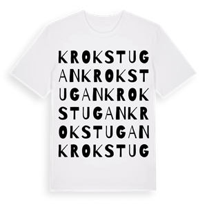 Krokstugan ordlek t-shirt – ekologisk bomull t-shirt från Pinshirt