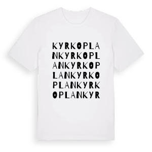 Kyrkoplan ordlek t-shirt – ekologisk bomull t-shirt från Pinshirt