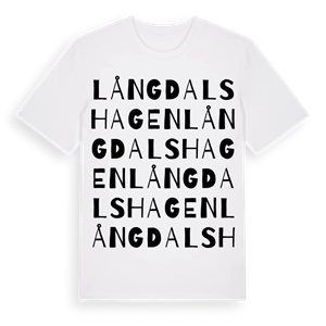 Långdalshagen ordlek t-shirt – ekologisk bomull t-shirt från Pinshirt