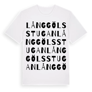 Långgölsstugan ordlek t-shirt – ekologisk bomull t-shirt från Pinshirt