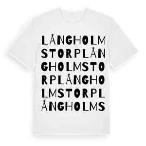 Långholmstorp ordlek t-shirt – ekologisk bomull t-shirt från Pinshirt
