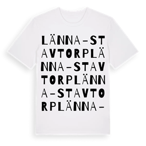 Länna-Stavtorp ordlek t-shirt – ekologisk bomull t-shirt från Pinshirt