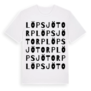 Löpsjötorp ordlek t-shirt – ekologisk bomull t-shirt från Pinshirt