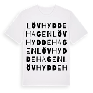 Lövhyddehagen ordlek t-shirt – ekologisk bomull t-shirt från Pinshirt