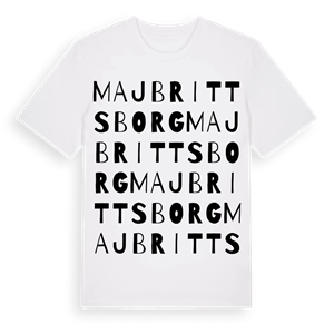 Majbrittsborg ordlek t-shirt – ekologisk bomull t-shirt från Pinshirt