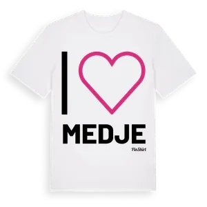 Jag älskar Medje t-shirt stort tryck – ekologisk bomull t-shirt från Pinshirt