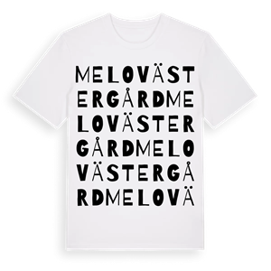 Melo Västergård ordlek t-shirt – ekologisk bomull t-shirt från Pinshirt