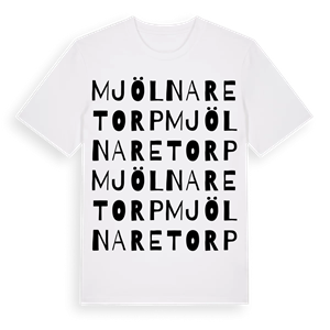 Mjölnaretorp ordlek t-shirt – ekologisk bomull t-shirt från Pinshirt
