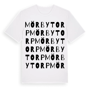 Mörbytorp ordlek t-shirt – ekologisk bomull t-shirt från Pinshirt