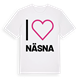 White t-shirt med Jag älskar Näsna t-shirt stort tryck
