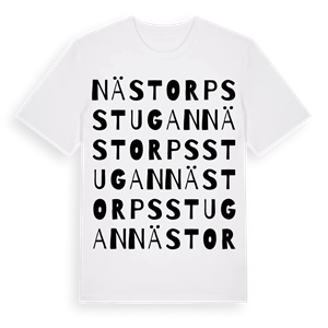 Nästorpsstugan ordlek t-shirt – ekologisk bomull t-shirt från Pinshirt