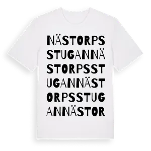 Nästorpsstugan ordlek t-shirt – ekologisk bomull t-shirt från Pinshirt