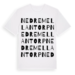 Nedre Mellantorp ordlek t-shirt – ekologisk bomull t-shirt från Pinshirt