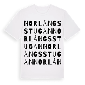 Norlångsstugan ordlek t-shirt – ekologisk bomull t-shirt från Pinshirt
