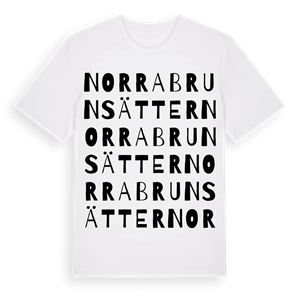 Norra Brunsätter ordlek t-shirt – ekologisk bomull t-shirt från Pinshirt