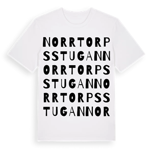 Norrtorpsstugan ordlek t-shirt – ekologisk bomull t-shirt från Pinshirt